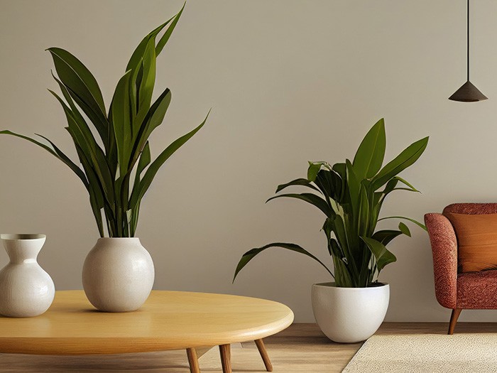 Plante en fonte sur une table.